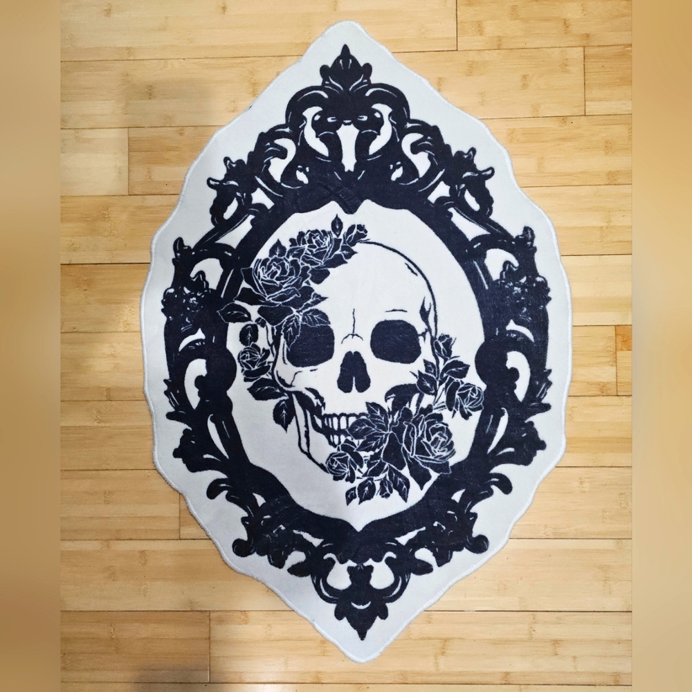 Dolls Kill Home Pretty Portrait Cameo Black & White Bath Mat Rug